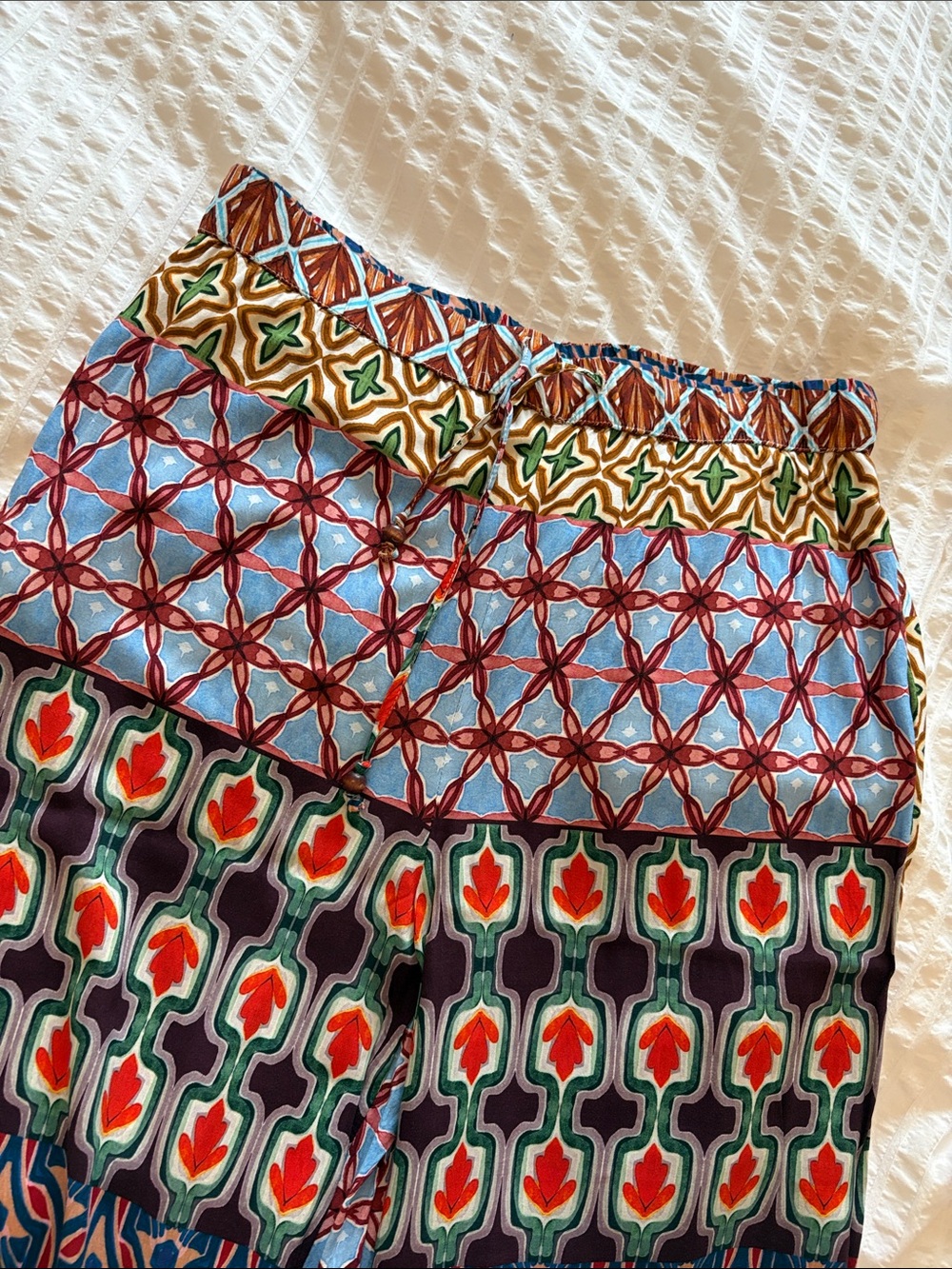Zara Colorful lightweight Geometric Print Women's drawstring Pant - size L